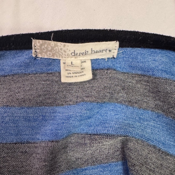 Derrick Heart Striped Sweater Tunic -  Stretchy, 3/4 length sleeves - L - Picture 6 of 6